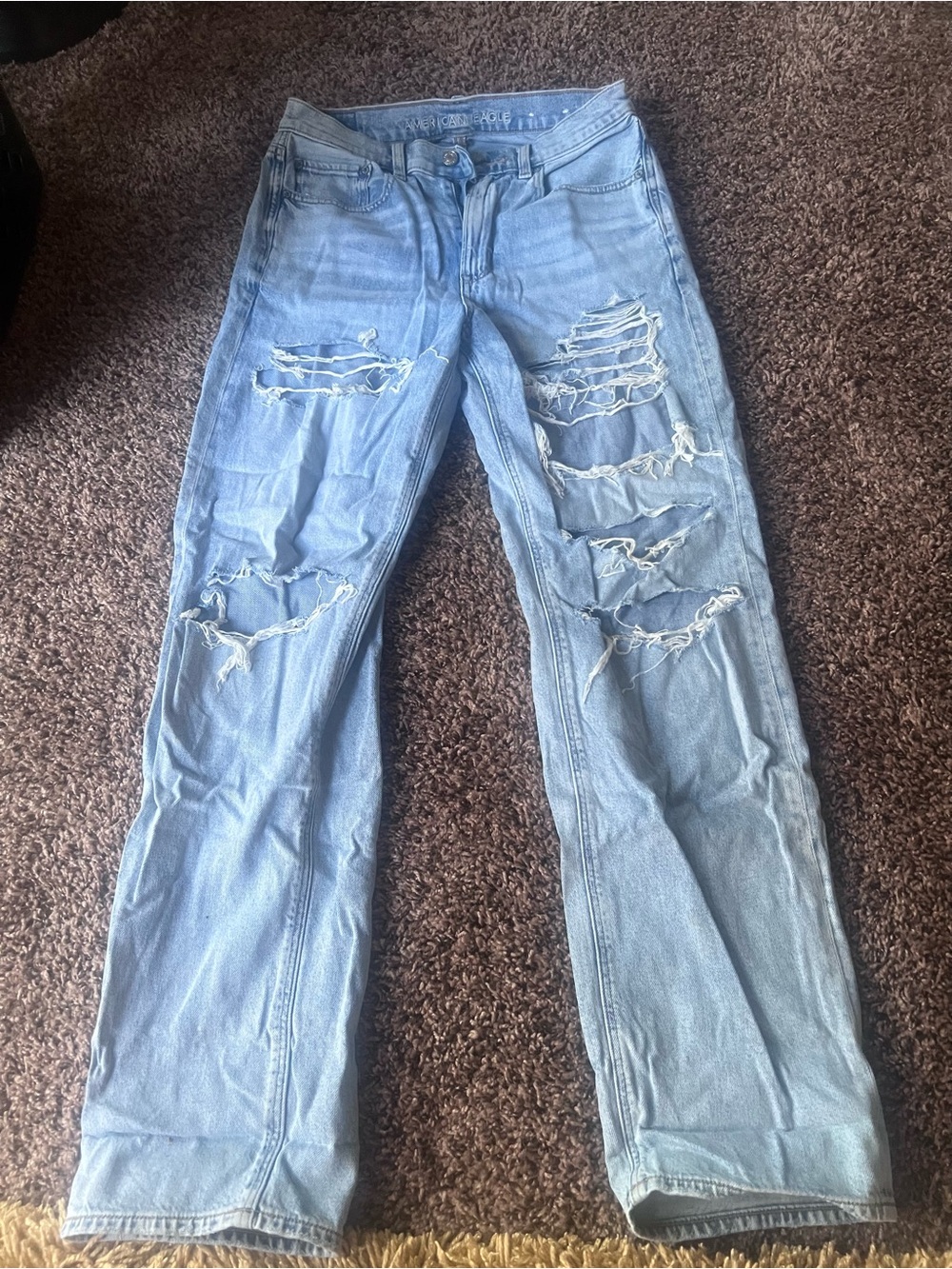American Eagle Light Blue Distressed Wide Leg Jeans